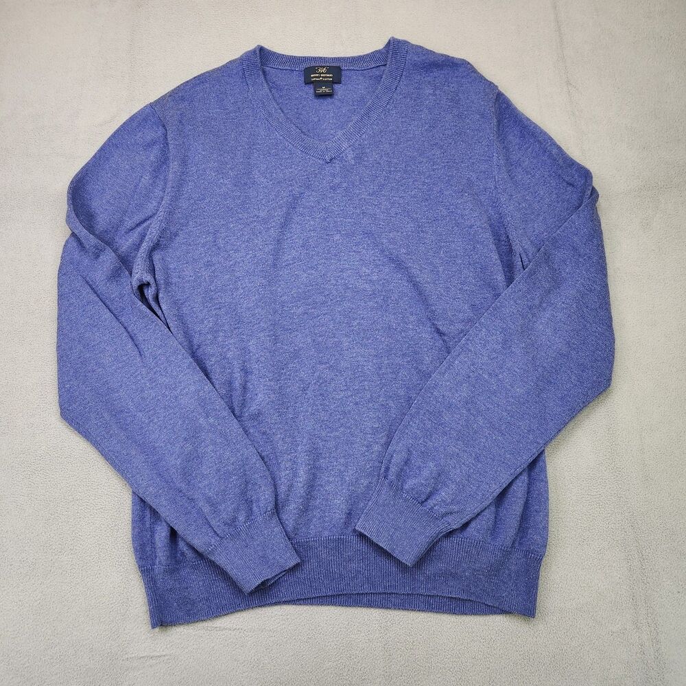 Brooks Brothers 346 Sweater Men M Blue Pullover Supima Cotton Long Sleeve V-Neck